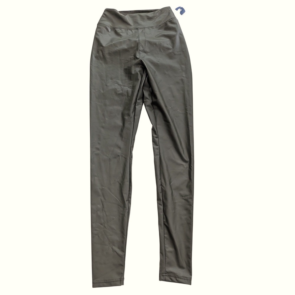 NWT Offline by AERIE Real Luxe Olive Green Faux Leather Hi-Rise Leggings SMALL